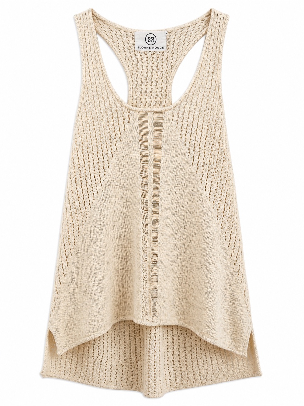 Sloane Rouge Open-Knit Racerback Tank Beige boho cotton cottagecore prairie